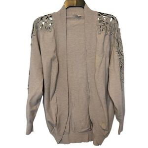 3/$15 Ember Gray Lace Shoulder Cardigan Size Medium